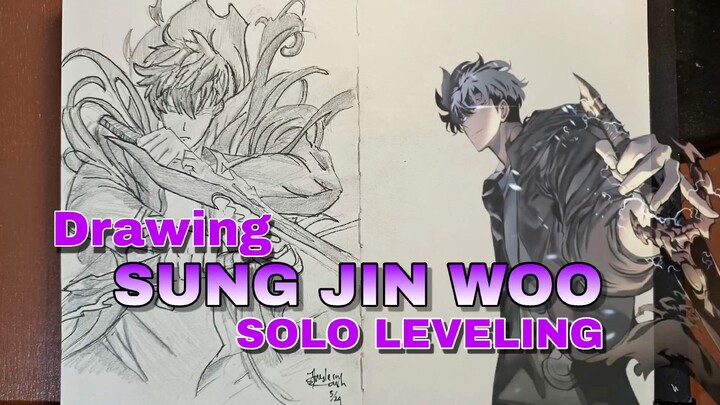 Cara Menggambar Karakter Sung Jin Woo Solo Leveling
