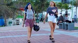 Vietnam Beach Scenes: Danang Promenade & Beach, Beautiful Girls Walking Around Vlog 66