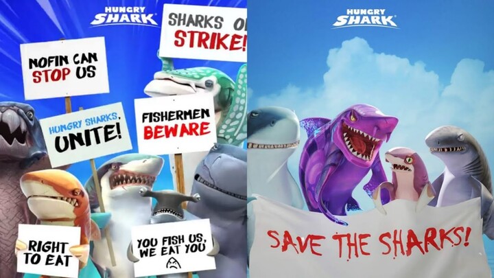 ALL HUNGRY SHARK CAMPAIGN TRAILER AND MOVIE - Hungry Shark World VS Hungry Shark Evolution