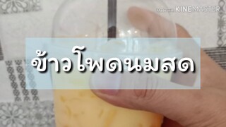 ชงน้ำข้าวโพดนมสดด้วยผงชาไข่มุกติ่งฟง ข้าวโพดนมสด น้ำข้าวโพดนมสด แก้ว 22 ออนซ์ ผงติ่งฟง ผงชาไข่มุก