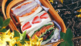 Fresh Sandwich in Spring: A Mix of Taro, Meat Floss & Strawberries~