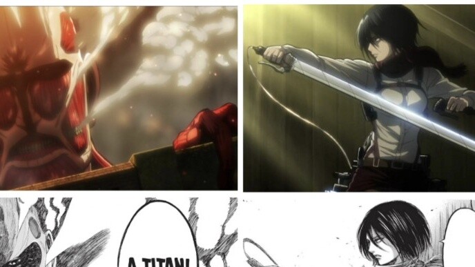 Perbandingan layar animasi komik "Attack on Titan" - bab WIT STUDIO