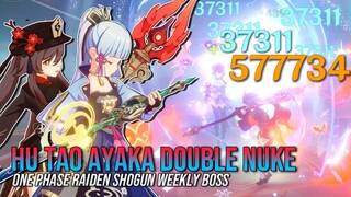 C1 Hu Tao + C0 Ayaka DOUBLE NUKE ONE PHASE Raiden Shogun Weekly Boss | Genshin Impact