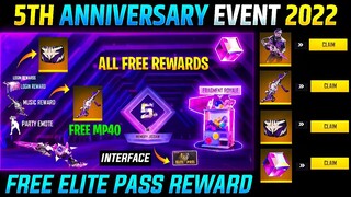 FREE ELITE PASS😍 | 5TH ANNIVERSARY FREE FIRE | FREE FIRE NEW EVENT | FREE FIRE 5TH ANNIVERSARY EVENT