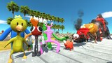 X6 Rainbow Friends COCONUT ISLAND DEATH RUN - Animal Revolt Battle Simulator
