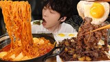 Thánh Ăn Hàn Quốc ASMR MUKBANG món ăn Hàn Quốc, mì đậu phụ cháy, nấm, Bulgogi, trứng, công thức! Ăn