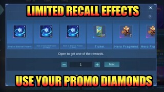 Get Recall Effects Limited via Promo Diamonds Event | Buy skins using Promo Diamonds | MLBB