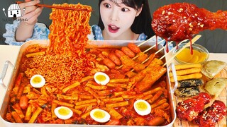 ASMR MUKBANG| 직접 만든 즉석 떡볶이 양념치킨 튀김 먹방 & 레시피 FRIED CHICKEN AND Tteokbokki EATING