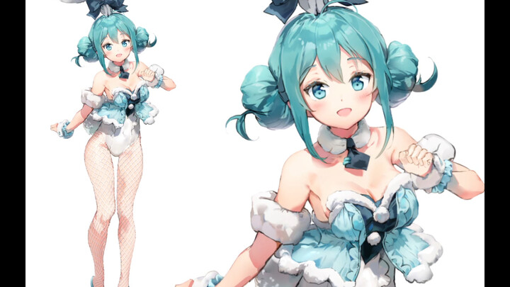 Animasi tulang belakang Hatsune Bunny Girl (dengan grid)