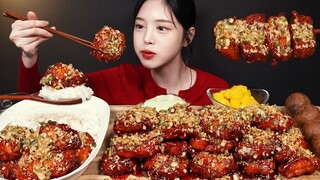 SUB)푸라닭 치킨 신메뉴 마불로 악마 먹방! 🍗🔥  치밥부터 블랙치즈볼까지 꿀조합 리얼 사운드 Chicken & Cheeseball Mukbang Asmr