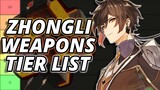 BEST WEAPONS FOR ZHONGLI! Zhongli Weapon Tier List Genshin Impact