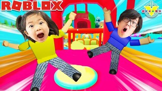 WE'RE TRAPPED IN A ROBLOX INFLATABLE WORLD!! Let's Play with Emma & Daddy