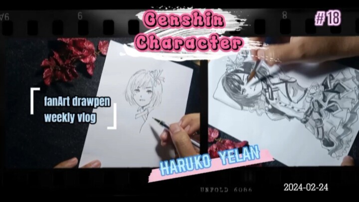 Drawing Charachter Genshin impact _____🖋🖋🖋🖋❤❤❤❤✨✨✨👩🏻‍🎨