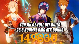 Yun Jin C2 Full Def Build - 26.5% Normal DMG Atk Bonus Yoimiya & Childe Damage Test