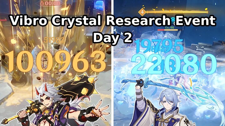 【Genshin Impact】Itto Triple Geo & Ayato Freeze | Vibro Crystal Research Event Day 2 (6468 Points)