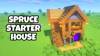 Minecraft - Spruce Starter House Tutorial (Survival House)