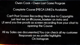 Owen Cook Course Owen Last Game Program Download