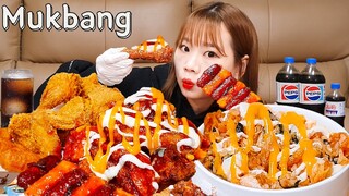 🍗킹트리플양념치킨+치밥먹방🍚 치킨에 치즈킹소스를 태워?! 후참신메뉴 + 후라이드치킨 먹방 Ft.펩시콜라 Chicken MUKBANG ASMR EATINGSHOW REALSOUND