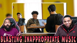 INTHECLUTCH TRY NOT TO LAUGH TO BLASTING INAPPROPRIATE SONGS PART 8 IN THE LIBRARY PRANK