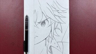 how to draw Meliodas half face | step-by-step