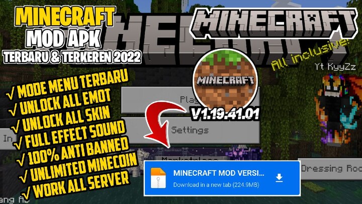 Minecraft mod apk terbaru 2022 || Unlock All skin Keren || Mode god