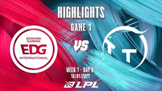 [Highlights] TT vs. EDG - Game 1 | Tuần 1 Ngày 6 | LPL Mùa Xuân 2022