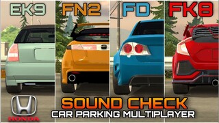 Honda Civic EK9, FN2, FD, FK8 Sound Check in Car Parking Multiplayer | Download Now!