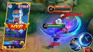 GLOBAL BRUNO BURST DOWN BALMOND USING 1 SHOT BUILD! BRUNO BEST BUILD AND EMBLEM 2022 - MLBB