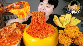 ASMR MUKBANG 불닭볶음면 & 치즈 스틱 & 양념 치킨먹방! FIRE Noodle & FRIED CHICKEN & CHEESE STICK EATING SOUND!