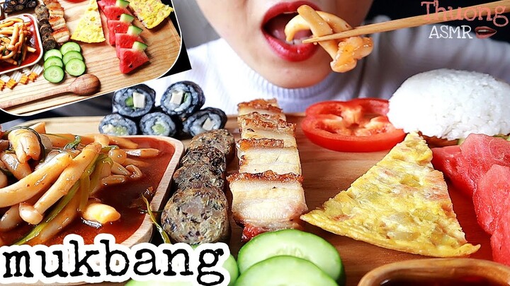 Mukbang cơm trứng +thịt quay +nấm xào +dồi sụn| ASMR Simple meal [Eating sounds no talking ]