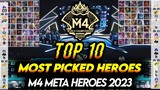 TOP 10 MOST PICKED HEROES IN M4 WORLD CHAMPIONSHIP - M4 META HEROES | MLBB