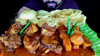 SPICY MUTTON CURRY, SOFT LUCHI/ PURI, POTATO CURRY, SALAD and CHILI ASMR MUKBANG EATING| #LiveToEATT