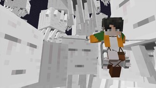 Levi vs 100 Ghast Minecraft Attack on Titan Mod Addon