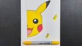 Easy to draw | how to draw Pikachu how half face || color