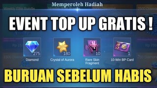 MUNCUL LAGI !! EVENT TOP UP DIAMOND GRATIS IS BACK ! BURUAN SEBELUM KEHABISAN !!