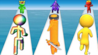 TALL MAN RUN vs LONG NECK RUN vs SIZE UP RUN RACE 3D COLOR - Stickman Triple Game