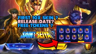 SAINT SEIYA FREE SKIN , TOKENS AND RELEASE DATE || MOBILE LEGENDS || MLBB X SAINT SEIYA EVENT ||