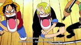 Luffy:makanan tuh,zoro:jatah makan 4 hari,sanji: jangan sampa kabur!