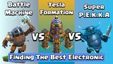 Every Level Super P.E.K.K.A & Battle Machine VS Every Level Tesla Formation | Clash of Clans