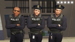 GTA 5 -👮BAD Cop Michael, Franklin and Trevor vs 5 Stars Police Chase(Life Invader Shootout)