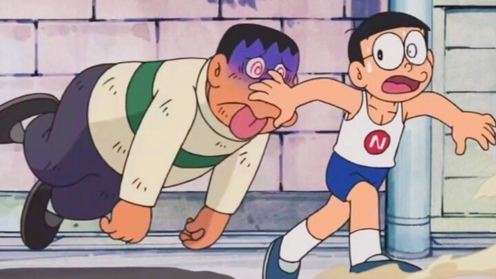 Doraemon: Nobita used the positive and negative badges to avoid Fat Tiger, but he was entangled by F