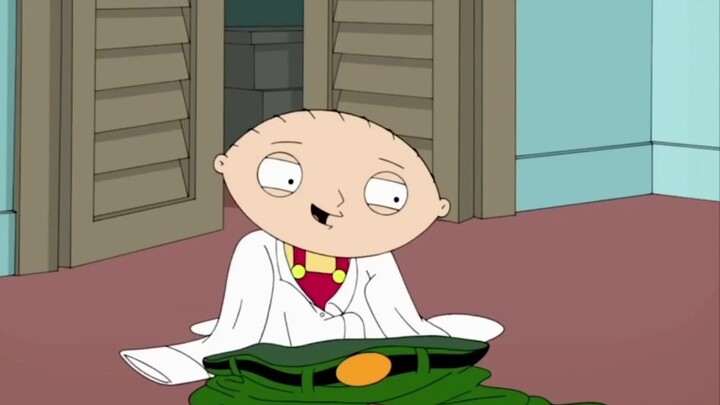 Stewie plays the father and finds poop in his pants!