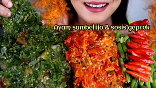 ASMR AYAM GEPREK SAMBEL IJO + SOSIS GEPREK + TUMIS BUNCIS | ASMR MUKBANG INDONESIA