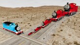 Big & Small James the Red Engine vs Thomas the Train and Rails | BeamNG.Drive