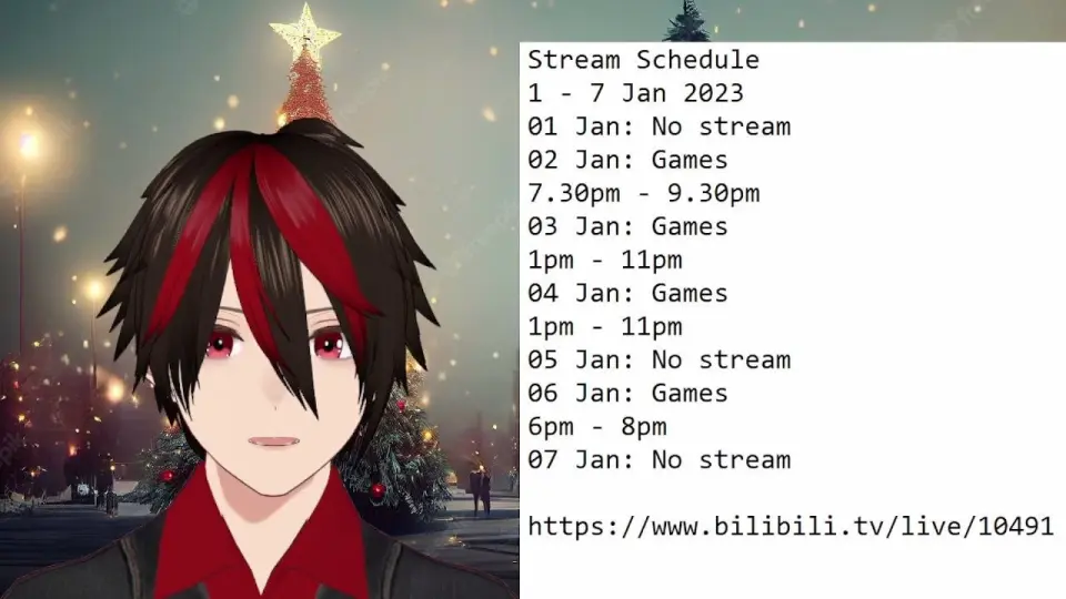Stream schedule 1 - 7 Jan 2023 - Bilibili