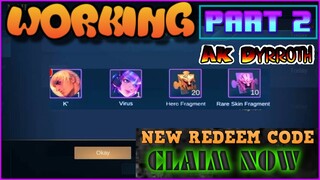 NEW REDEEM CODE -2 (100% WORKING) MOBILE LEGENDS | REDEEM CODES REVEAL  |ML REDEEM CODES !#AKDYRROTH