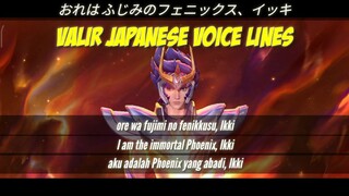 Valir Phoenix Ikki Voice line Japan & English voice|MLBB X Saint Seiya