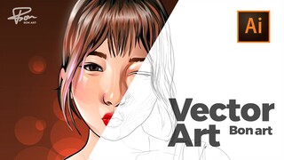 Hướng dẫn vẽ hình chân dung bằng illustrator (vector Art Tutorial) | BonART
