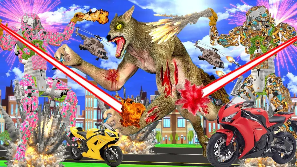 भेड़िया राक्षस Giant Wolf Monster Robot Vs Super Bike Robot Hindi Kahaniya  Comedy कहानी Comedy Video - Bilibili