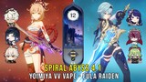 C0 Yoimiya Vaporize and C1 Eula Raiden - Genshin Impact Abyss 4.1 - Floor 12 9 Stars